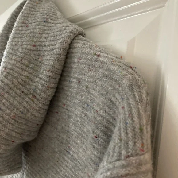 LOFT small sweater gray cowl neck ribbed - Picture 6 of 12